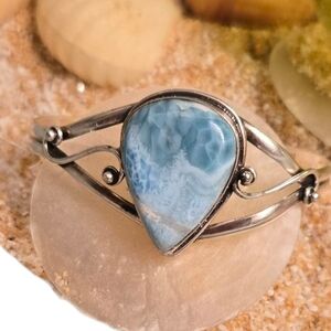 925 Sterling Caribbean Larimar Women's Cuff Bracelet